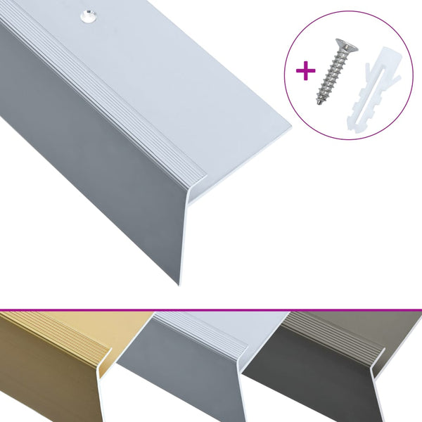 Treppenkanten in F-Form 15 Stk. Aluminium 100 cm Silbern