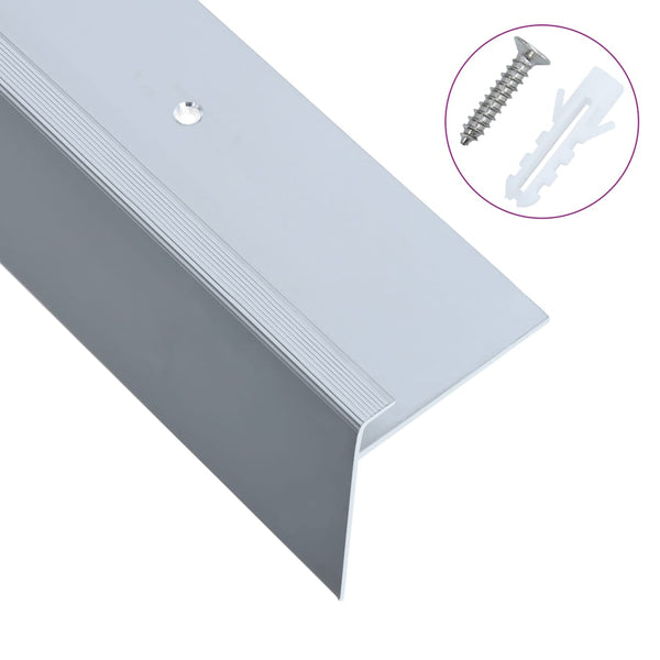 Treppenkanten in F-Form 15 Stk. Aluminium 134 cm Silbern
