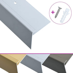 Treppenkanten in F-Form 15 Stk. Aluminium 134 cm Silbern