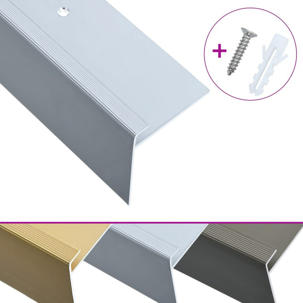 Treppenkanten in F-Form 15 Stk. Aluminium 134 cm Silbern