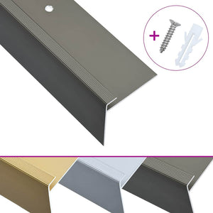 Treppenkanten in F-Form 15 Stk. Aluminium 90 cm Braun