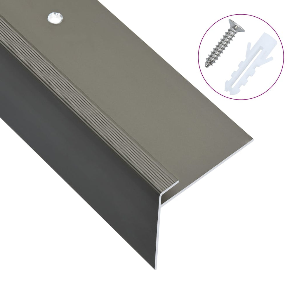Treppenkanten in F-Form 15 Stk. Aluminium 134 cm Braun