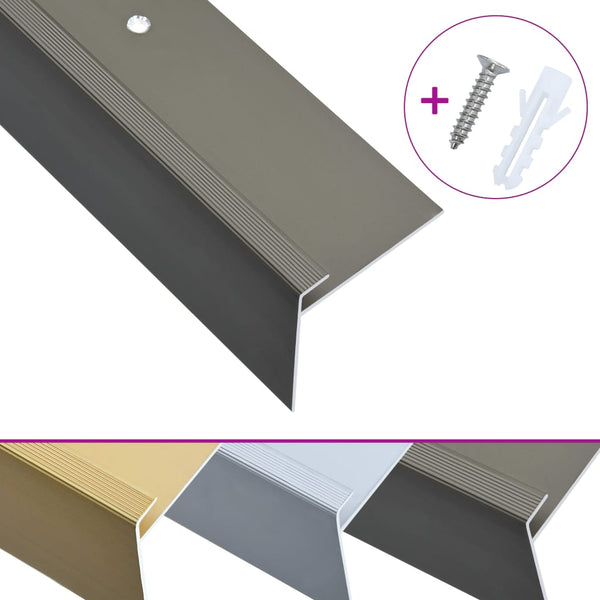 Treppenkanten in F-Form 15 Stk. Aluminium 134 cm Braun