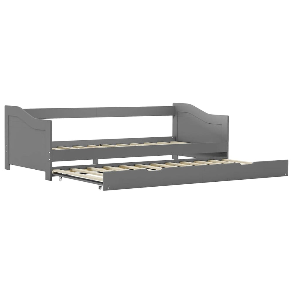 vidaXL Cadre de lit gigogne gris en bois de pin 90x200 cm