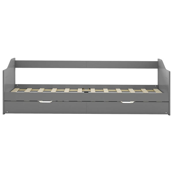 Ausziehsofa Bettgestell Grau Kiefernholz 90×200 cm