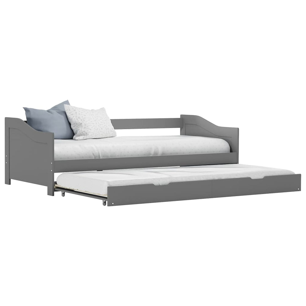 vidaXL Cadre de lit gigogne gris en bois de pin 90x200 cm