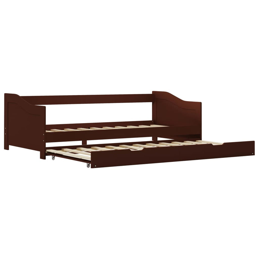 vidaXL Canapé-lit gigogne marron foncé Bois de pin 90x200 cm