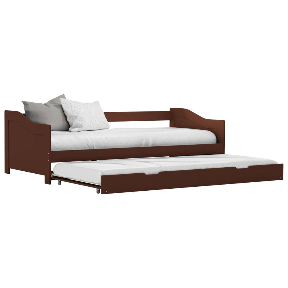 vidaXL Canapé-lit gigogne marron foncé Bois de pin 90x200 cm