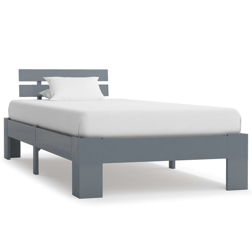 vidaXL Solid Wood Bed Grey Pine 90x200 cm