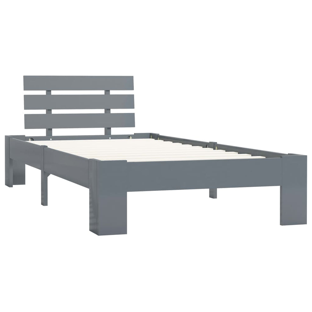 vidaXL Lit en bois massif gris pin 90x200 cm