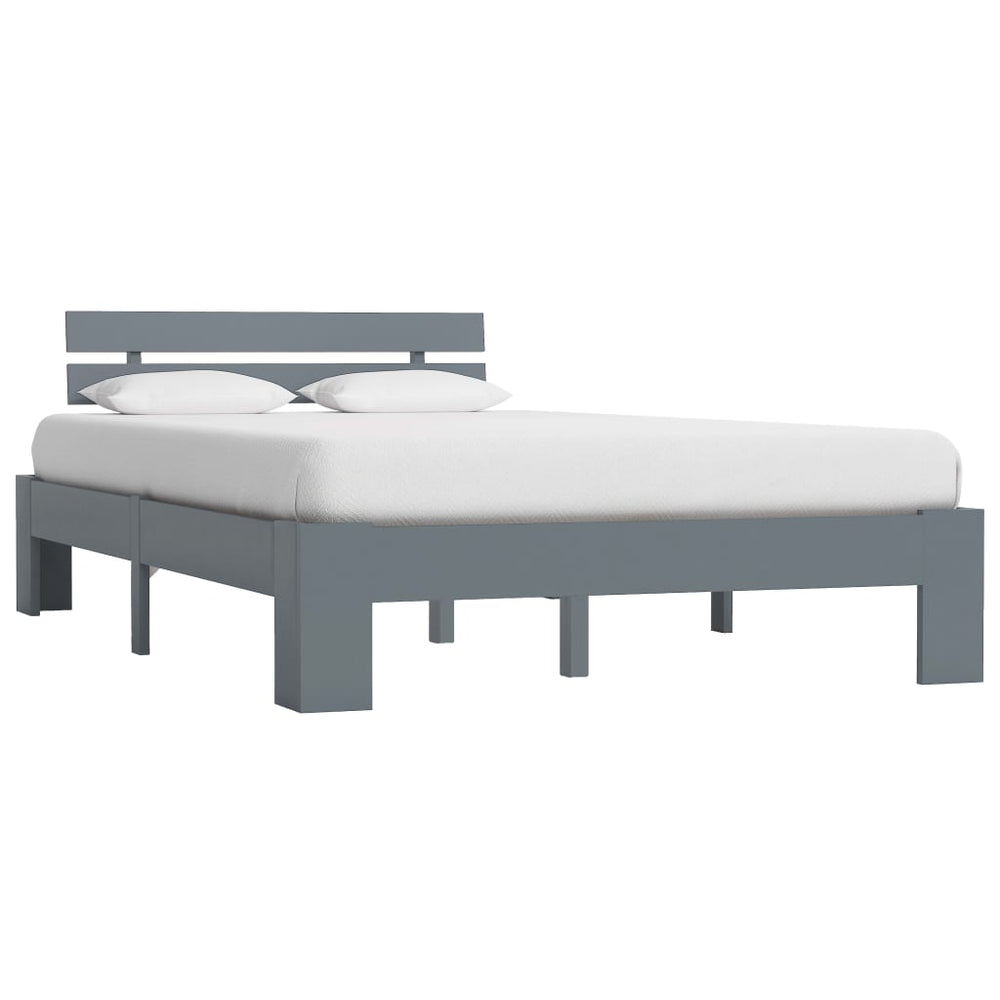 vidaXL Lit en bois massif gris pin 120x200 cm