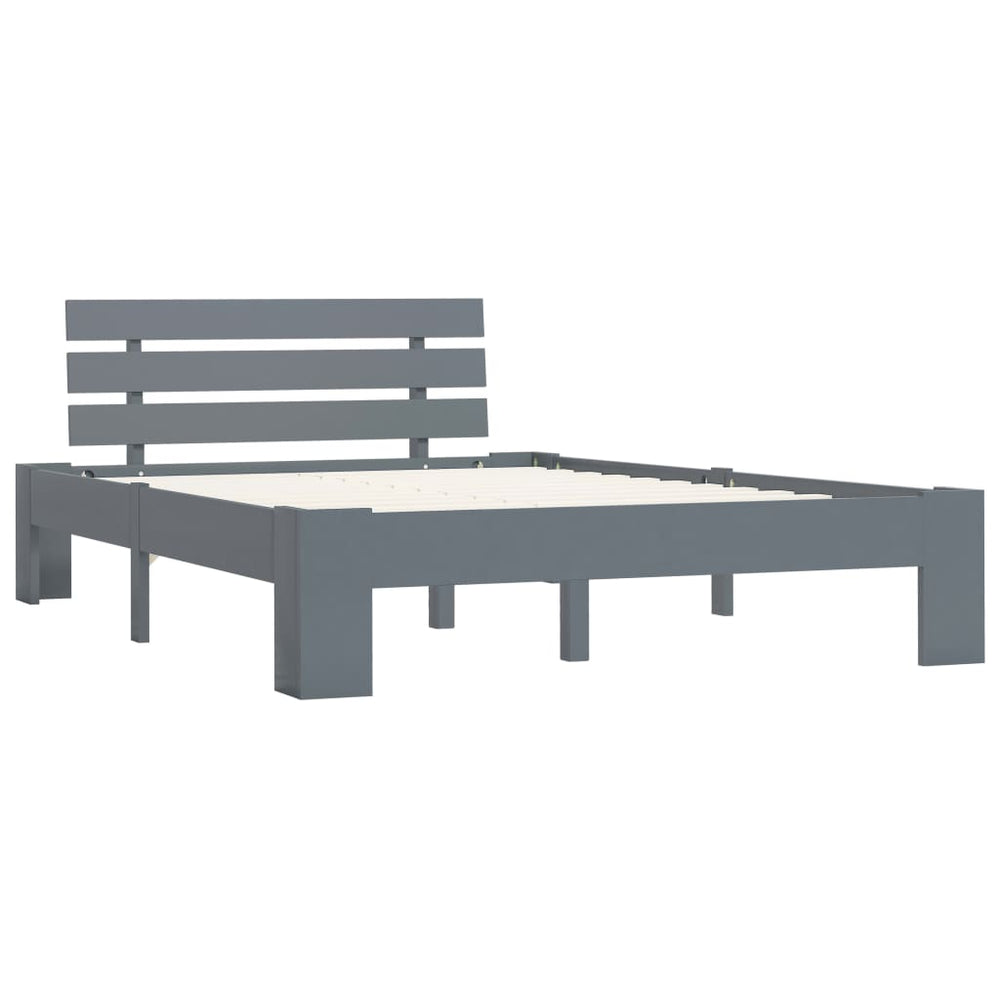 vidaXL Lit en bois massif gris pin 140x200 cm