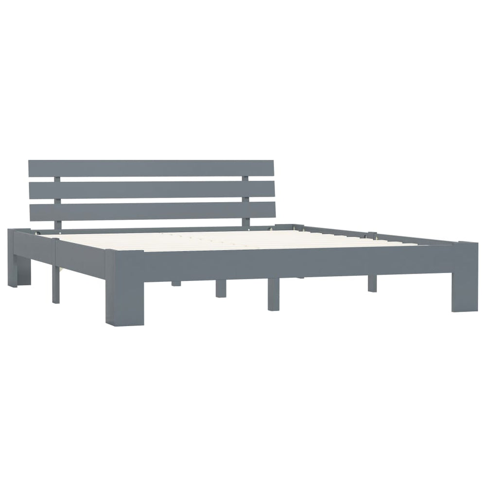vidaXL Solid Wood Bed Grey Pine 160x200 cm