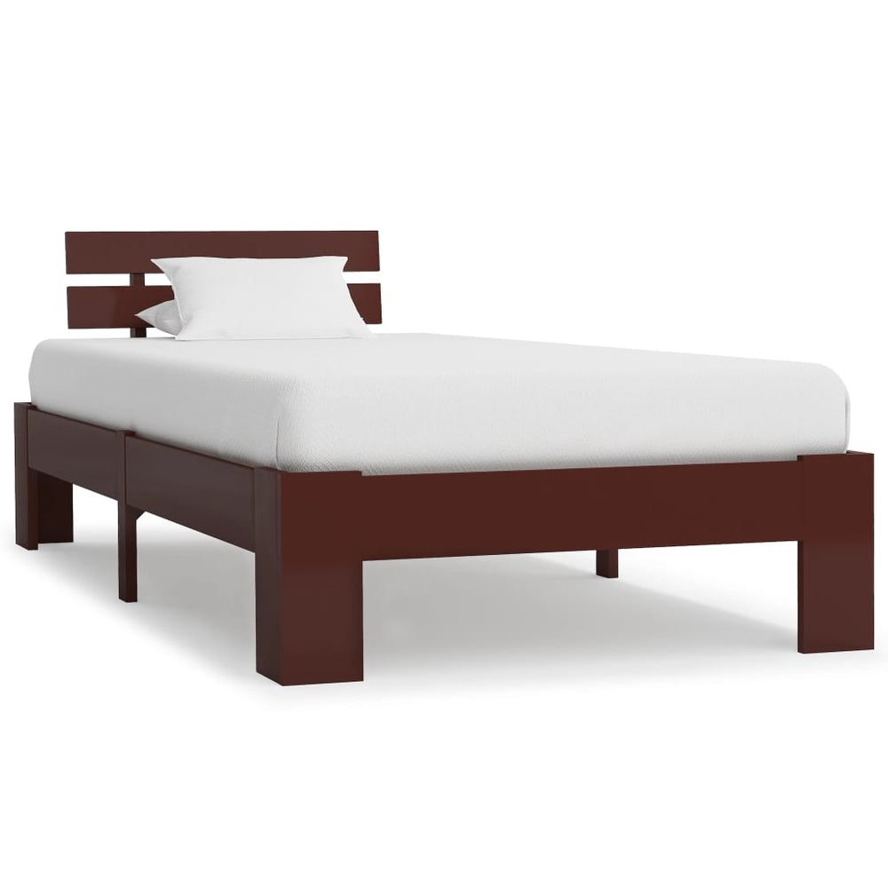 vidaXL Solid Wood Bed Dark Brown Pine 100x200 cm