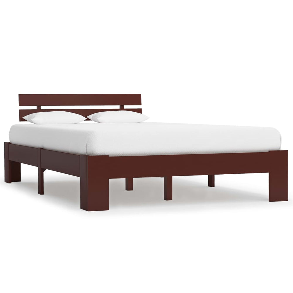 vidaXL Solid Wood Bed Dark Brown Pine 120x200 cm