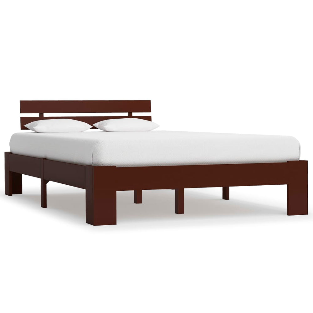 vidaXL Lit en bois massif Marron foncé Pin 140x200 cm
