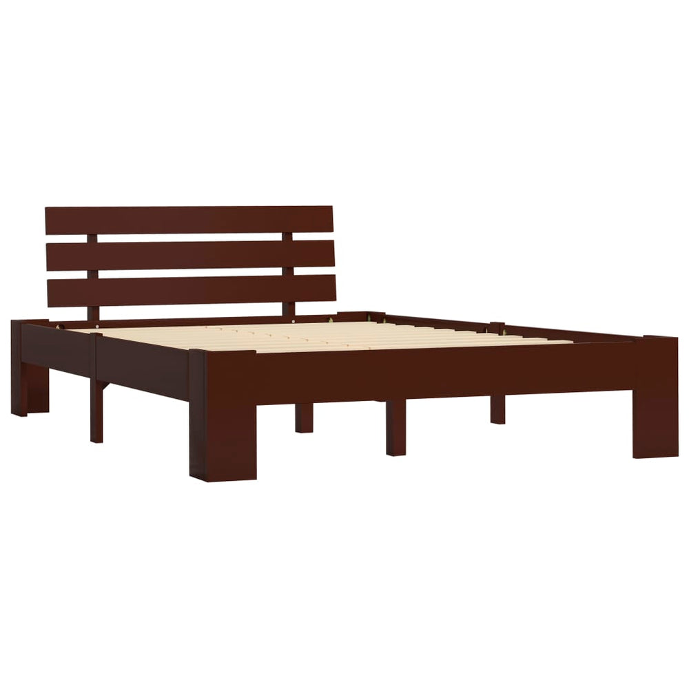 vidaXL Lit en bois massif Marron foncé Pin 140x200 cm