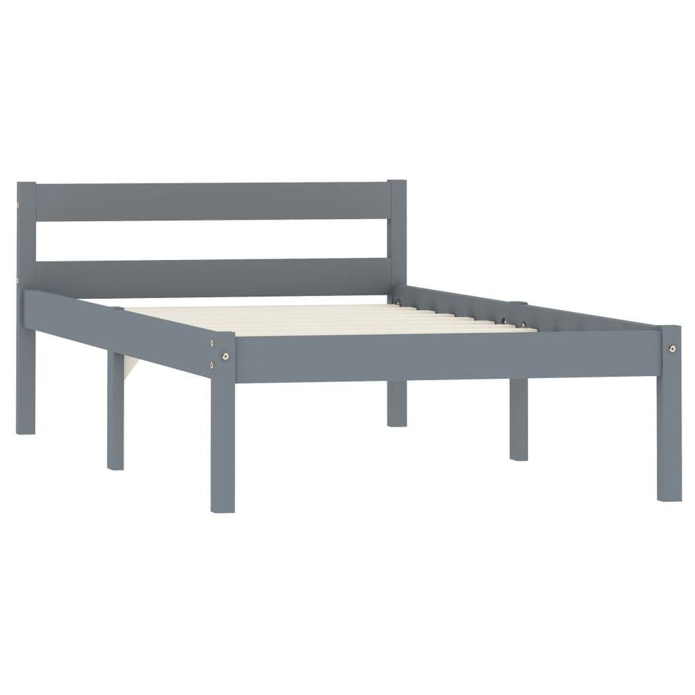 vidaXL Lit en bois massif gris pin 90x200 cm