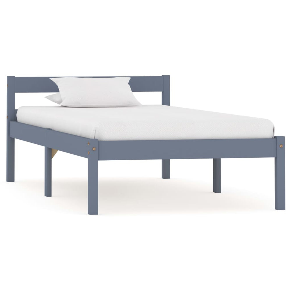 vidaXL Lit en bois massif gris pin 100x200 cm