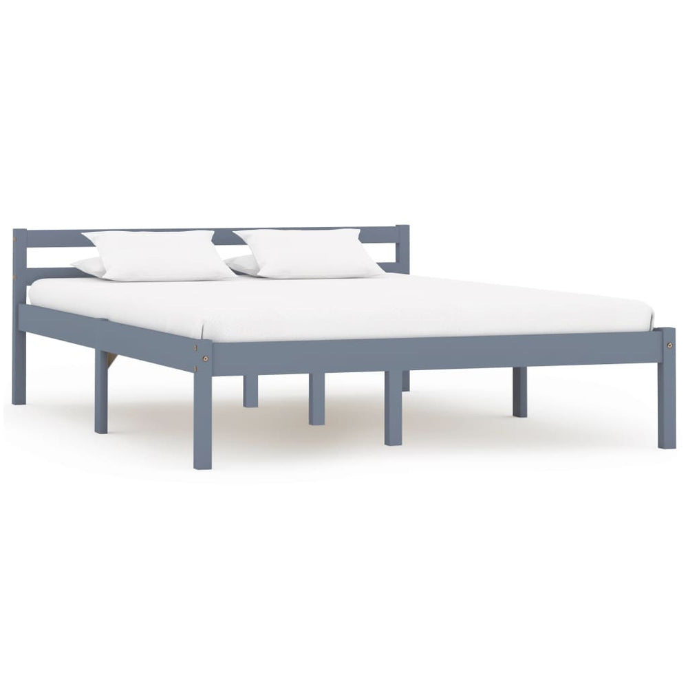 vidaXL Lit en bois massif gris pin 120x200 cm