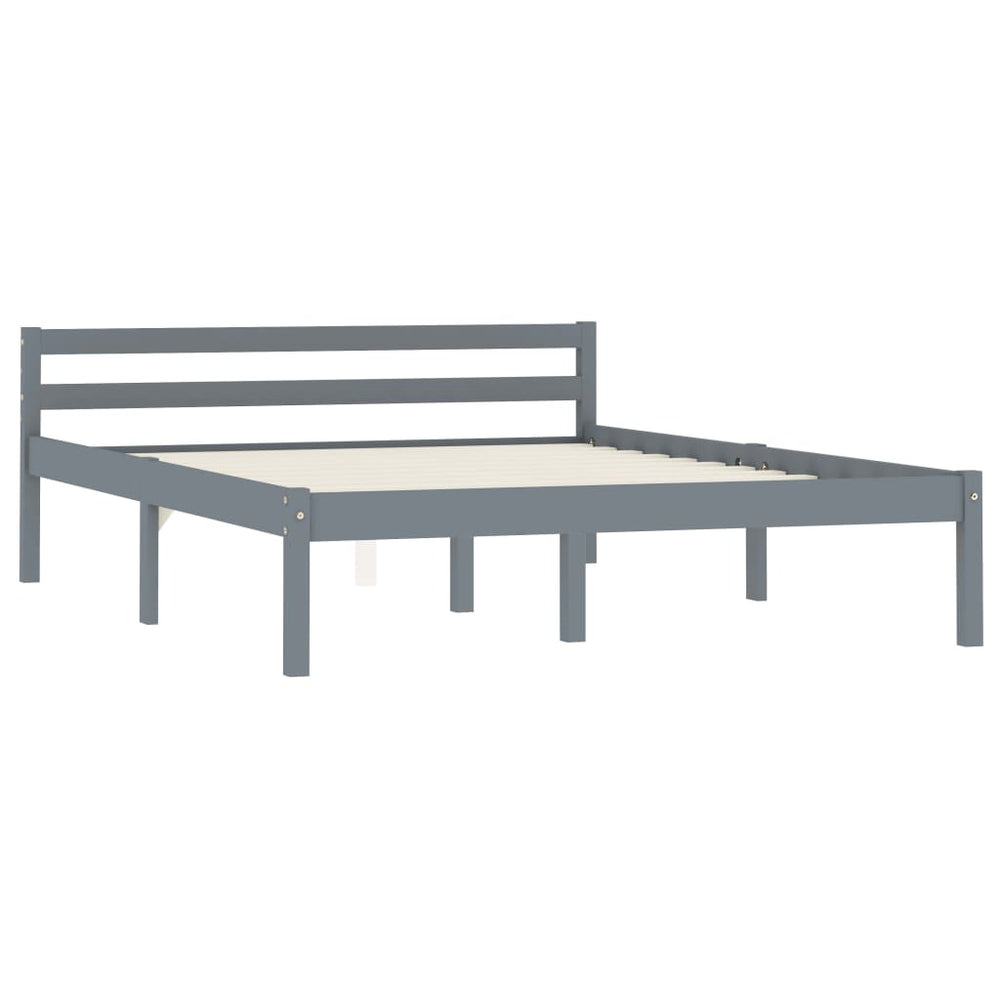 vidaXL Lit en bois massif gris pin 120x200 cm