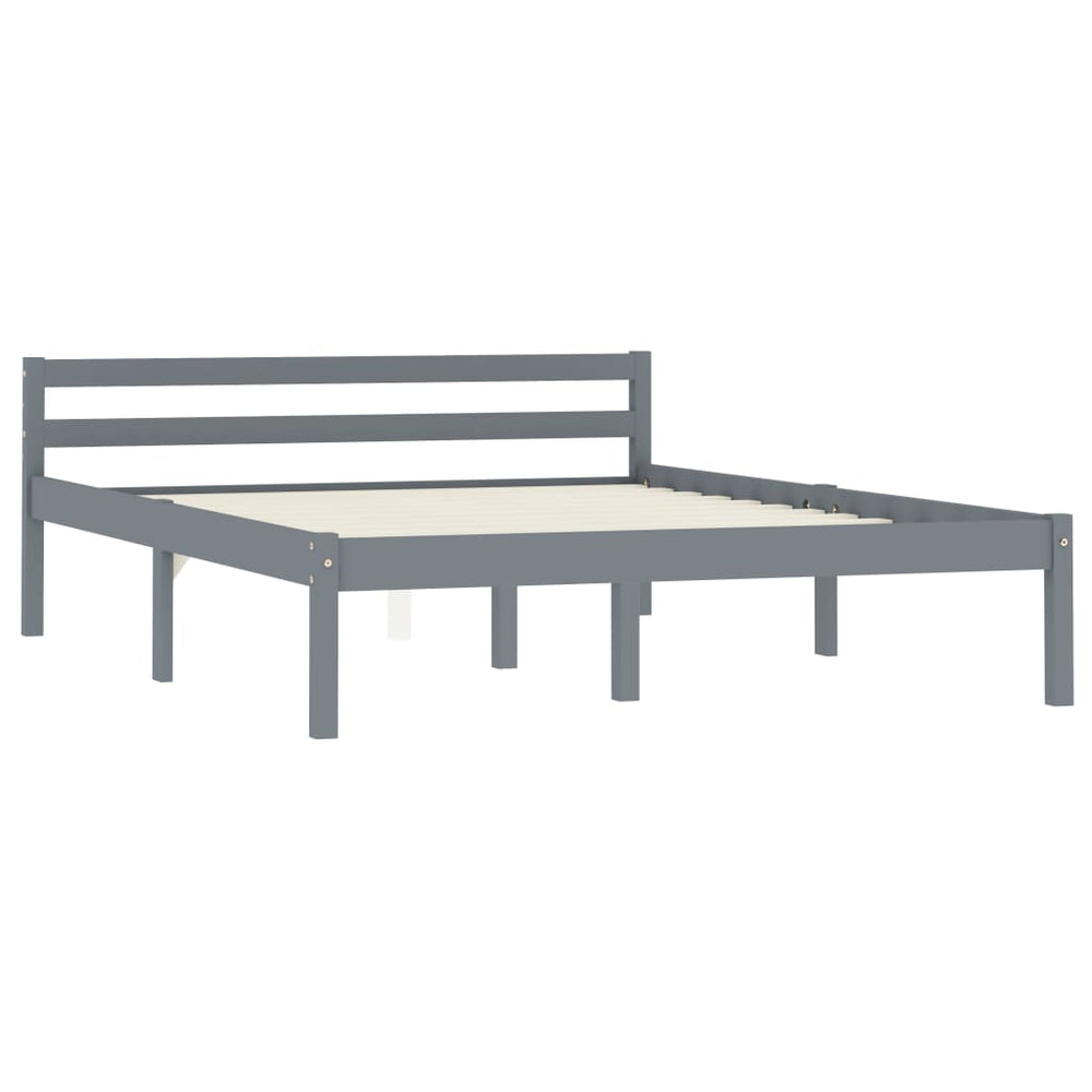 vidaXL Lit en bois massif gris pin 140x200 cm