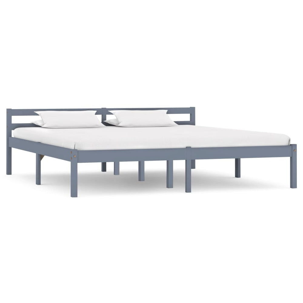 vidaXL Lit en bois massif gris pin 160x200 cm