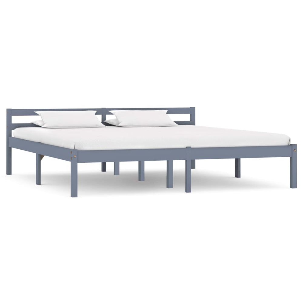 vidaXL Lit en bois massif gris pin 180x200 cm