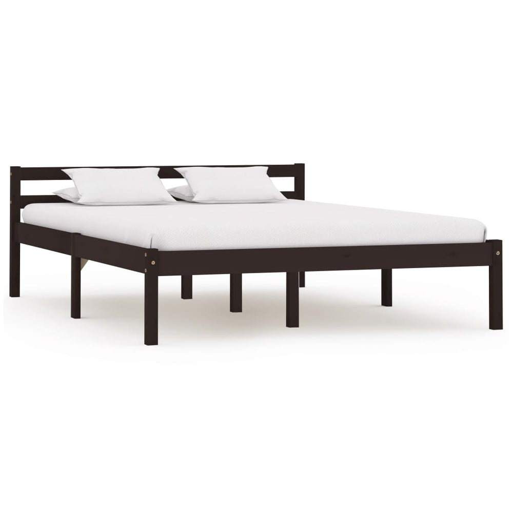 vidaXL Lit en bois massif Marron foncé Pin 120x200 cm