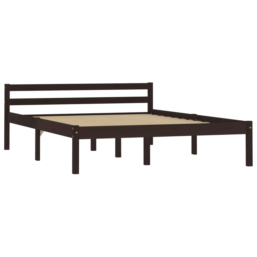 vidaXL Lit en bois massif Marron foncé Pin 120x200 cm