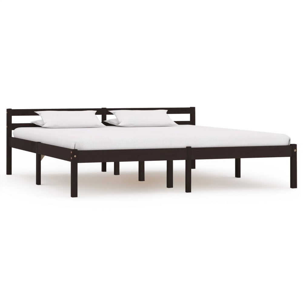 vidaXL Lit en bois massif marron foncé pin 180x200 cm