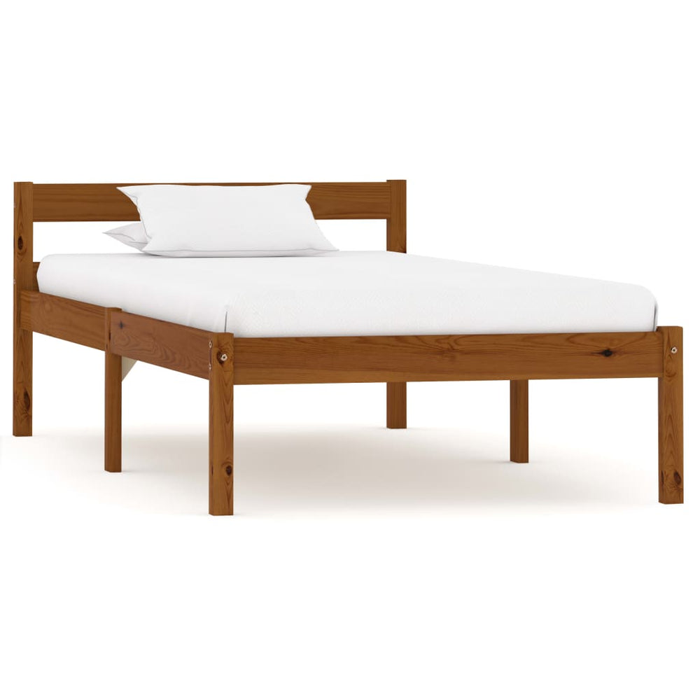 vidaXL Lit en bois massif marron miel pin 100x200 cm