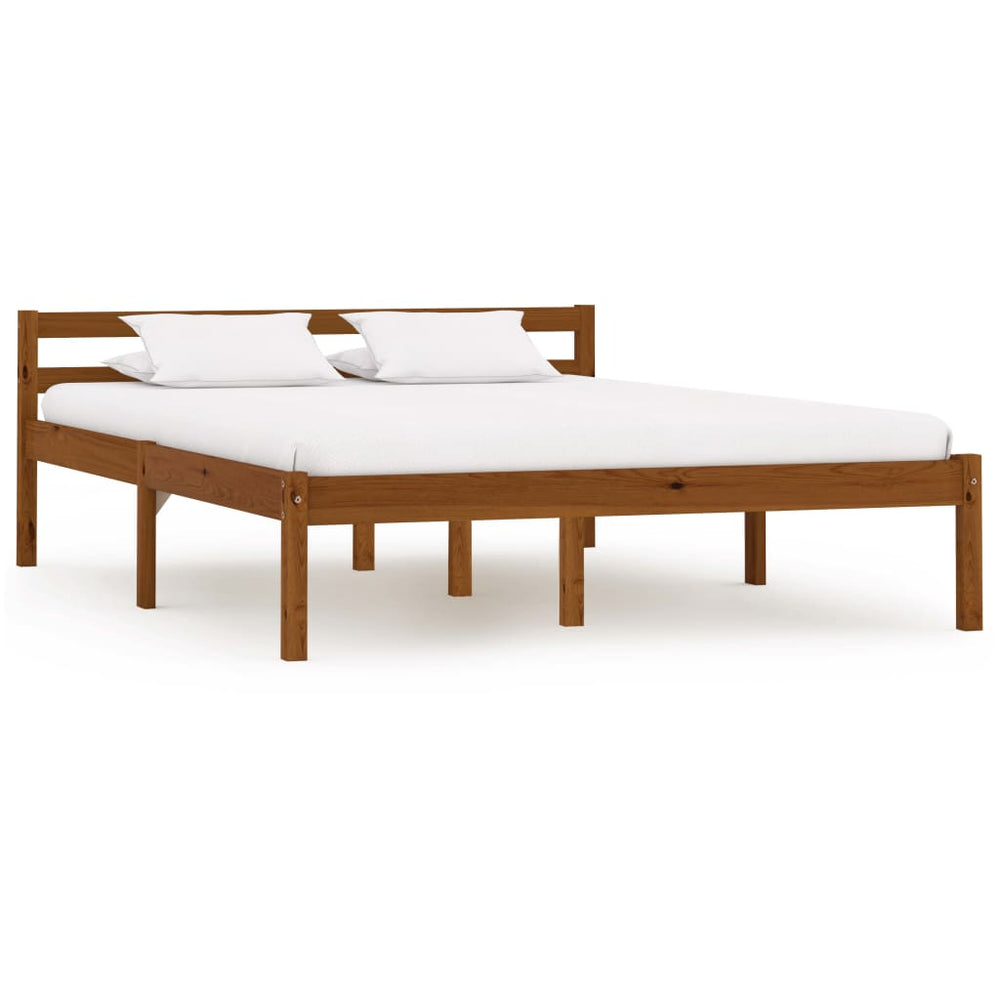 vidaXL Lit en bois massif marron miel pin 140x200 cm
