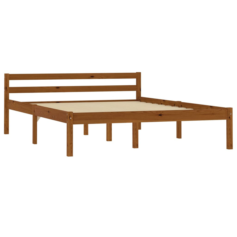 vidaXL Lit en bois massif marron miel pin 140x200 cm