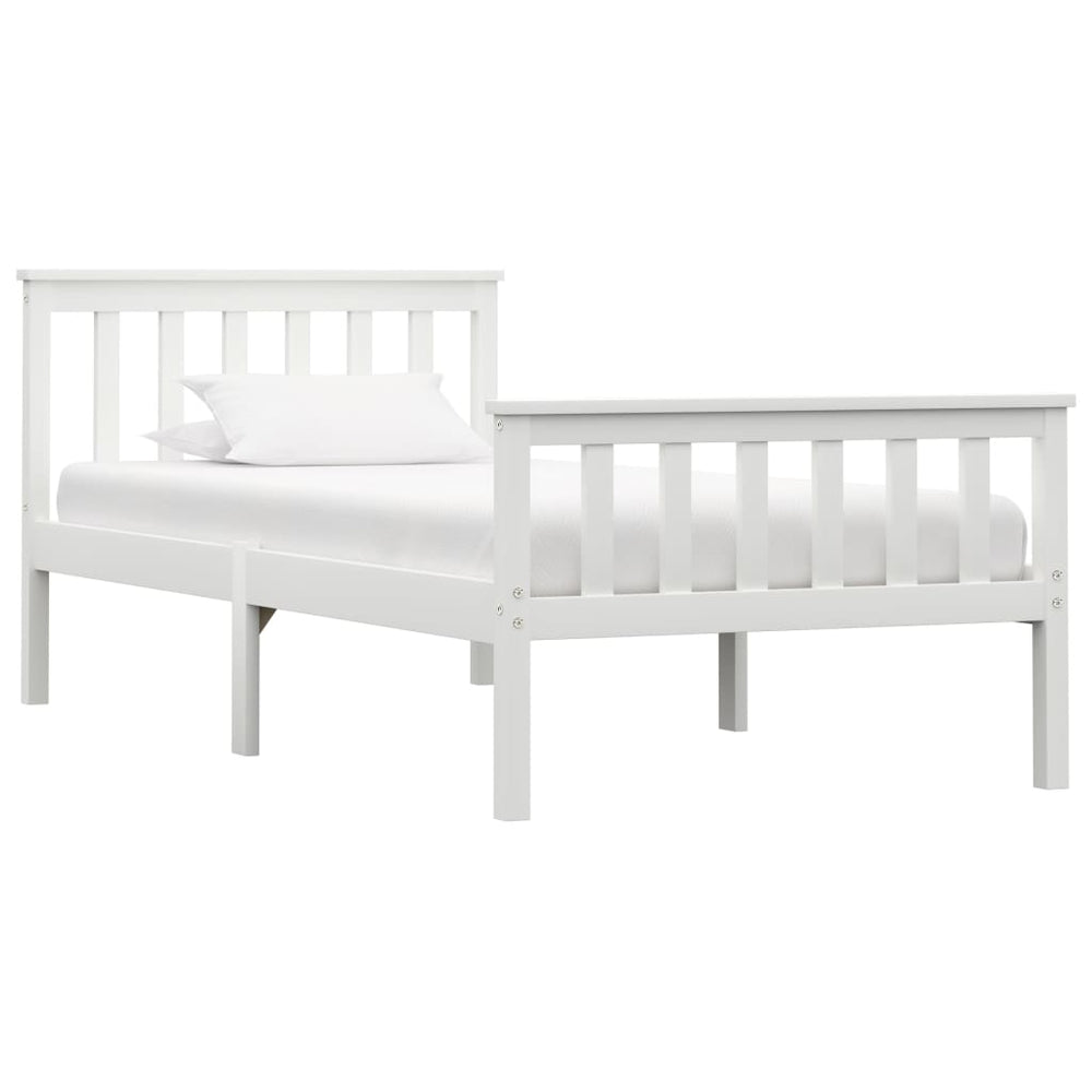 vidaXL Lit en bois massif blanc pin 90x200 cm