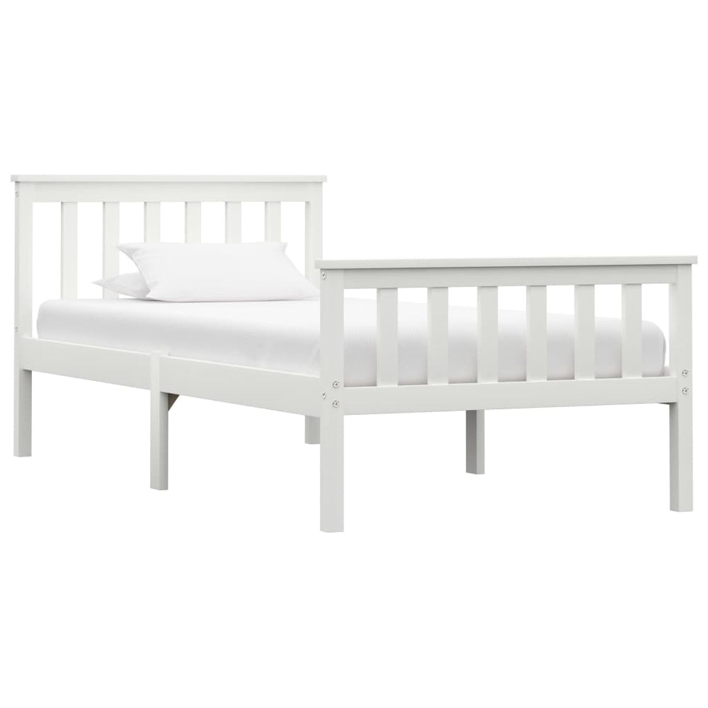 vidaXL Lit en bois massif blanc pin 100x200 cm