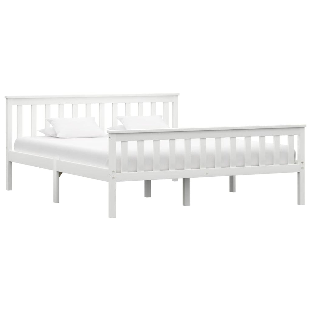 vidaXL Lit en bois massif blanc pin 160x200 cm