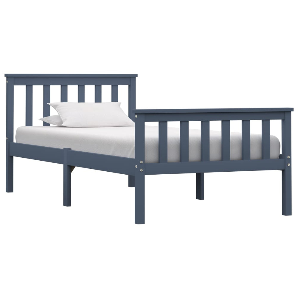 vidaXL Lit en bois massif gris pin 100x200 cm
