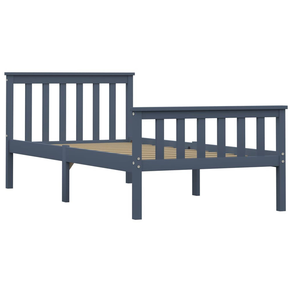 vidaXL Lit en bois massif gris pin 100x200 cm