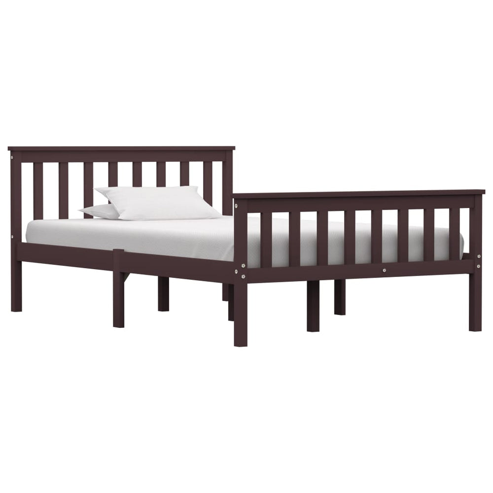 vidaXL Lit en bois massif Marron foncé Pin 120x200 cm