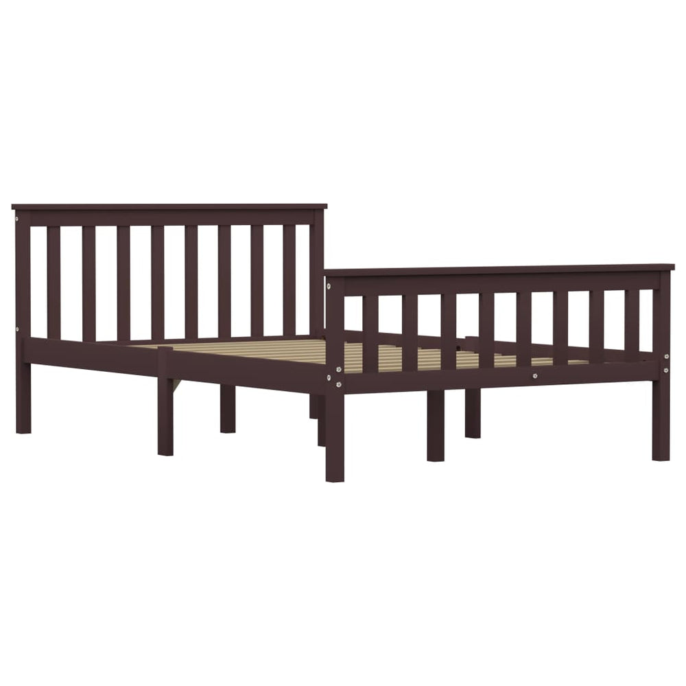 vidaXL Lit en bois massif Marron foncé Pin 120x200 cm