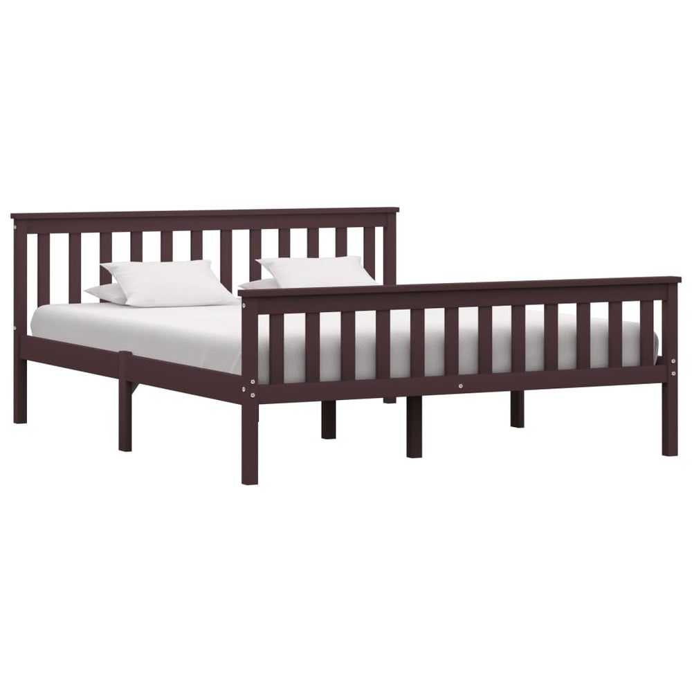 vidaXL Lit en bois massif Marron foncé Pin 160x200 cm
