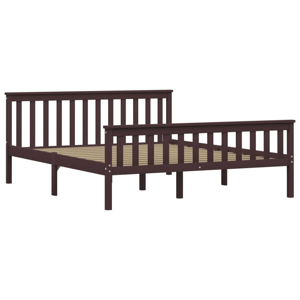 vidaXL Solid Wood Bed Dark Brown Pine 160x200 cm