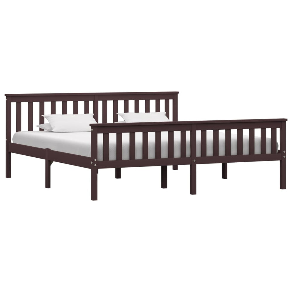 vidaXL Lit en bois massif marron foncé pin 180x200 cm