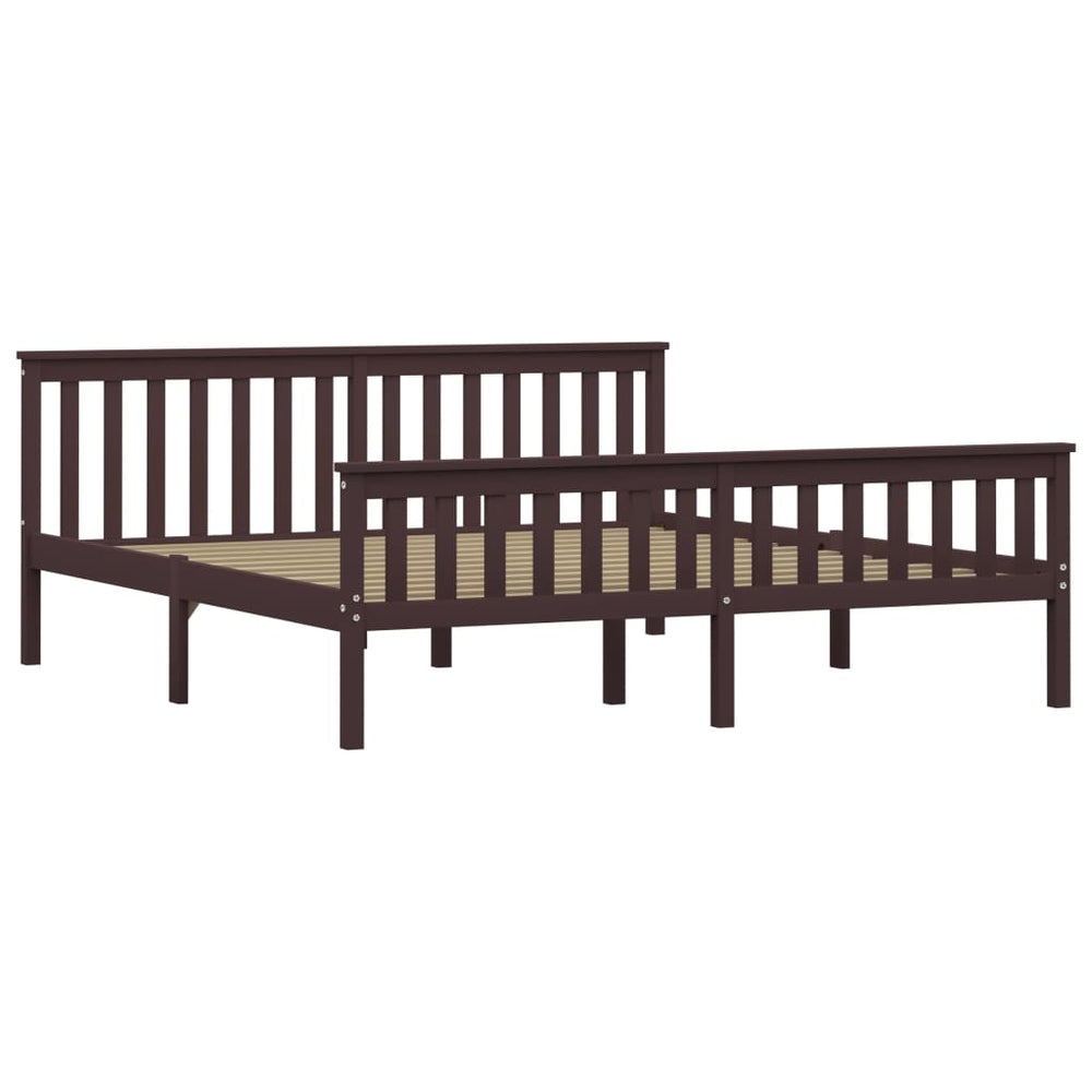 vidaXL Lit en bois massif marron foncé pin 180x200 cm