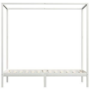 Cadre de lit à baldaquin vidaXL Blanc Bois de pin massif 90 x 200 cm