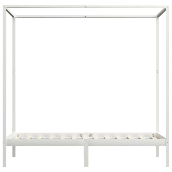 Cadre de lit à baldaquin vidaXL Blanc Bois de pin massif 90 x 200 cm