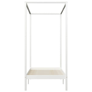 Cadre de lit à baldaquin vidaXL Blanc Bois de pin massif 90 x 200 cm