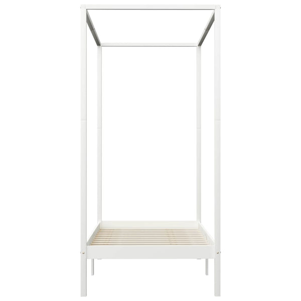 Cadre de lit à baldaquin vidaXL Blanc Bois de pin massif 90 x 200 cm