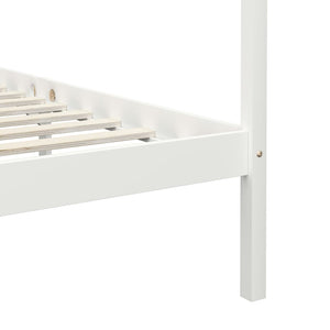 Cadre de lit à baldaquin vidaXL Blanc Bois de pin massif 90 x 200 cm